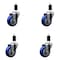 Service Caster 3.5'' SS Blue Poly Wheel Swivel 1-3/8'' Expanding Stem Caster Set, 4PK SCC-SSEX20S3514-PPUB-BLUE-138-4 - alternate 1